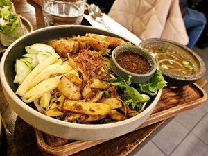 Dry Chick'n Noodles at Viet Family - The Vegan House in Vancouver