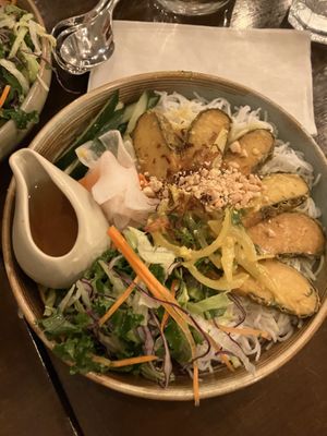 Fish noodle bowl  at Viet Family - The Vegan House in Vancouver
