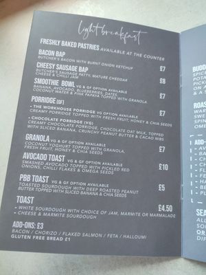 Menu (April 2025) at The Workhouse in Brixworth