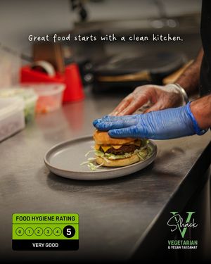 At V Shack, every dish is freshly made with care, passion, and the highest hygiene standards. We’re proud to have a Food Hygiene Rating of 5 – coz you deserve nothing but the b at V Shack in Derby