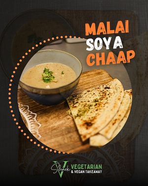 Creamy, indulgent, and bursting with flavour, our Malai Soya Chaap is the ultimate comfort food. This is curry done right—paired with warm naan for the perfect scoop! 🌿 at V Shack in Derby