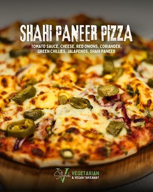 Creamy, spiced Shahi Paneer loaded onto a cheesy base, finished with a little crunch and a lot of flavour.  at V Shack in Derby