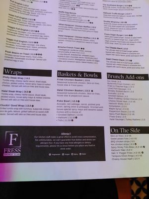 Menu 2 at Fress  in Manchester