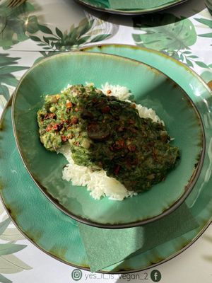 Spinach and mushroom ragout   at Yes It Is Vegan II - Liszt Ferenc Tér in Budapest