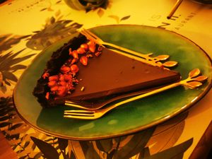 Sugarfree chocolate cake at Yes It Is Vegan II - Liszt Ferenc Tér in Budapest