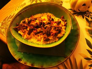 Mushroom with almost chicken from pea protein at Yes It Is Vegan II - Liszt Ferenc Tér in Budapest