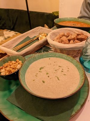 Mushroom cream soup at Yes It Is Vegan II - Liszt Ferenc Tér in Budapest