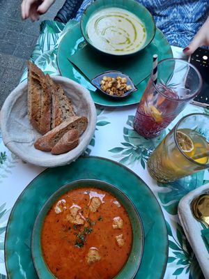 Goulash soup with potatoes and potato soup at Yes It Is Vegan II - Liszt Ferenc Tér in Budapest