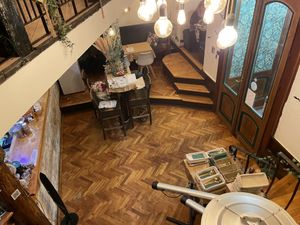 View of downstairs dining from stairs  at Yes It Is Vegan II - Liszt Ferenc Tér in Budapest