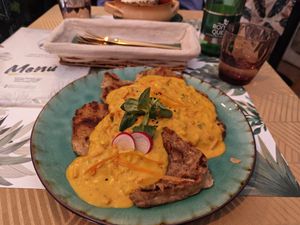 Seitan with dumplings at Yes It Is Vegan II - Liszt Ferenc Tér in Budapest