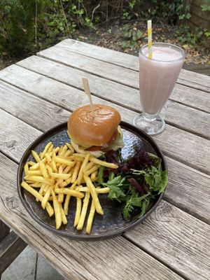 Moving Mountains Burger, Chips & Vegan ice cream shake 🤤   at The Dabbling Duck in Guildford