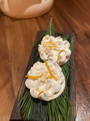 meringue made with aquafaba at Encanto in Lisbon