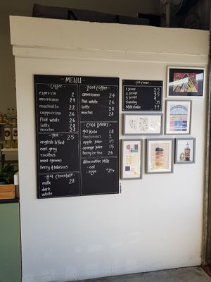 Drinks menu at Studio 28 Patisserie in Newcastle Upon Tyne