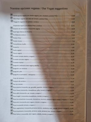 Menu at Es Cactus in Menorca