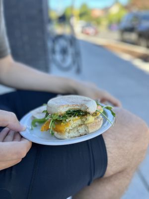 No. 1 with jalapeños   at Daylily Coffee Shop in Portland