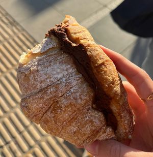 Croissant relleno de chocolate  at La Revuelta in Granada