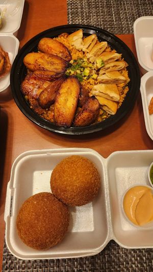 Paella Borincana + Rellenos de Papas at OSJ International in Lakewood