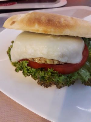 Vegan sandwich (heated up) at AUH - Brioche Doree - T1 in Abu Dhabi