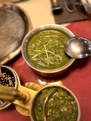 Palak channa: chickpea, spinach, spices, oil at Indian Mehak Restaurant & Bar in Yerevan
