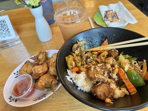 Boom baby.  Kung Pao.  Rangoon! Vegan.    at Sipz Fusion Cafe - North Park in San Diego