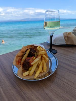 falafel gyros   at Smile Gyros in Pefkochori