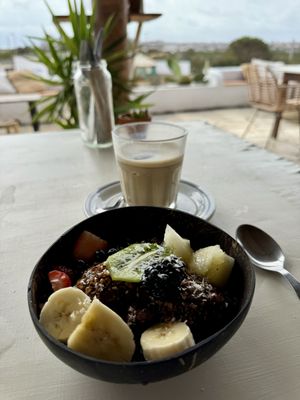 Acai & oat milk latte   at Sagres Surf & Coffee in Sagres
