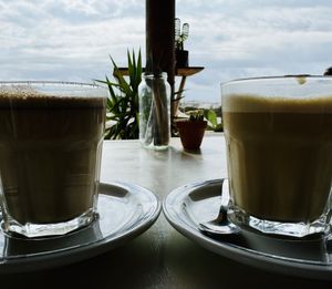 Chai latte & iced coffee latte with oat milk   at Sagres Surf & Coffee in Sagres