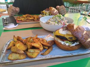 mushroom truffle burger at Athens Vegan Burgers in Athens