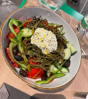 Greek salat  at Athens Vegan Burgers in Athens