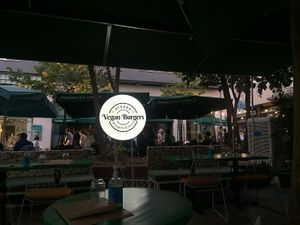 outside at Athens Vegan Burgers in Athens
