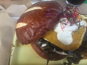porcini burger at Athens Vegan Burgers in Athens