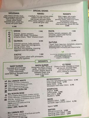menu at Athens Vegan Burgers in Athens