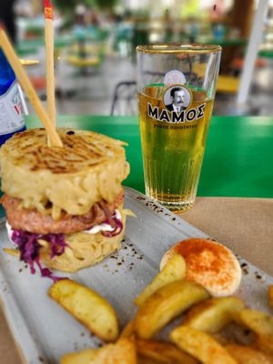 Ramen burger  at Athens Vegan Burgers in Athens