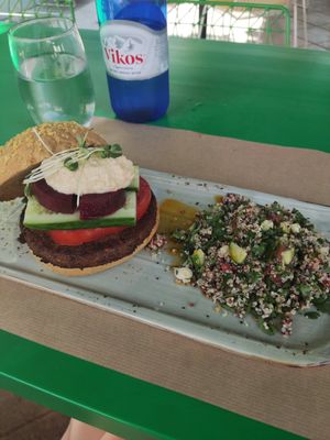 Falafel burger at Athens Vegan Burgers in Athens