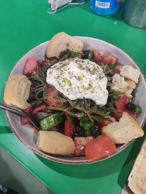 Greek salad at Athens Vegan Burgers in Athens