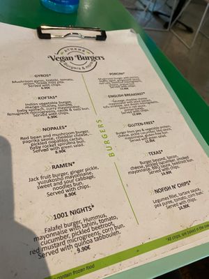 Menu #1 (October 2022) at Athens Vegan Burgers in Athens