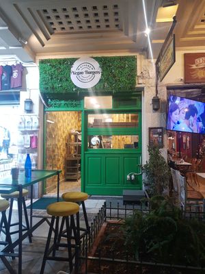 Outside at Athens Vegan Burgers in Athens