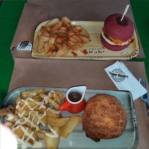 Wellington and Texas Burger at Athens Vegan Burgers in Athens