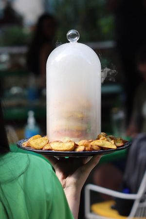 🍔 𝗦𝗠𝗢𝗞𝗘𝗗 𝗛𝗔𝗡𝗚𝗢𝗩𝗘𝗥 BURGER at Athens Vegan Burgers in Athens