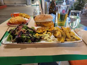 Mac & Cheese Burger Meal at Athens Vegan Burgers in Athens