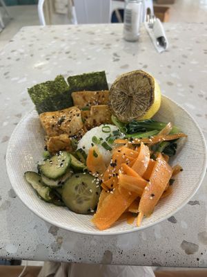 Vegan Korean Fried Chicken Bowl (swap chicken for tofu and remove mayo)  at The Daily Grind in Gaborone