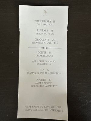 June 2025 dessert menu at Folke in Vancouver