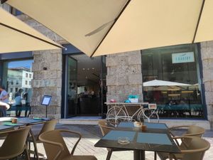 Outside at T-Bakery in Bergamo