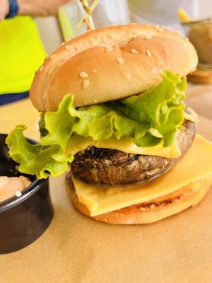 Mushroom burger  at San George Food Bar in Corfu