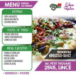 The Menu at Golden Food Restaurant looks like this. It's open all week. Sundays till 4pm. Rest of the days, around 8pm  at Loving Hut Lince in Lima