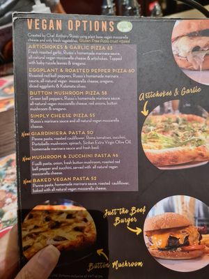 Old menu has vegan options at Russo's New York Pizzeria in Dubai