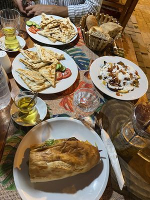 Our food (everything is vegan, except the vegetarian plate, but it can be veganized)  at Cafe Şafak in Nevsehir