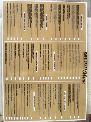 Menu with descriptions  at Cafe Şafak in Nevsehir