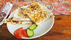 Gozleme spinach, onions and potatos at Cafe Şafak in Nevsehir