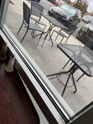 Outdoor seating   at NC Bagel Cafe' & Deli in Morrisville